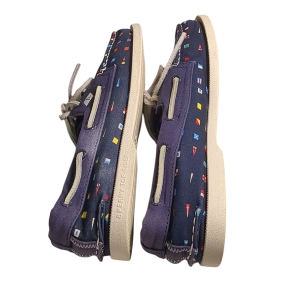 Sperry Top-Sider Authentic Original Prep Boat Shoe Men Sz 8 Navy Flags - Picture 5 of 6